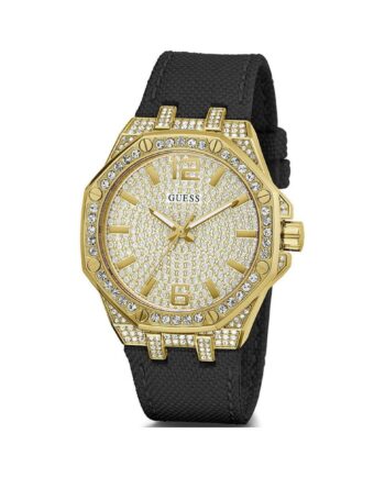 Guess Dameur Armbåndsur Gylden Urkasse Sort Rem