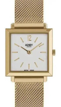Henry London Dameur Hl26 0266 Firkantet Stål Guld Hvid