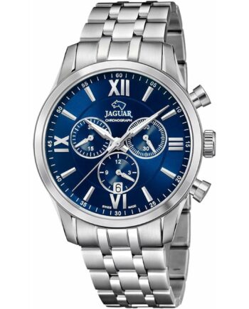 Jaguar Herreur J963 Sølvfarvet Armbåndsur Med Blå Skive