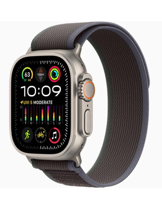 Apple Watch Ultra Gps Cellular 49mm Titanium Case With Blue Black Trail Loop