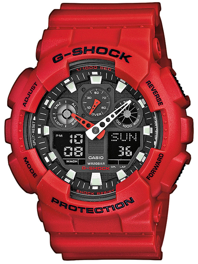 Casio 100b 4aer Herreur Shock Rødt
