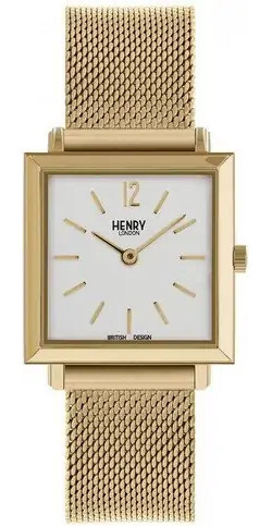 Henry London Dameur Hl26 0266 Firkantet Stål Guld Hvid