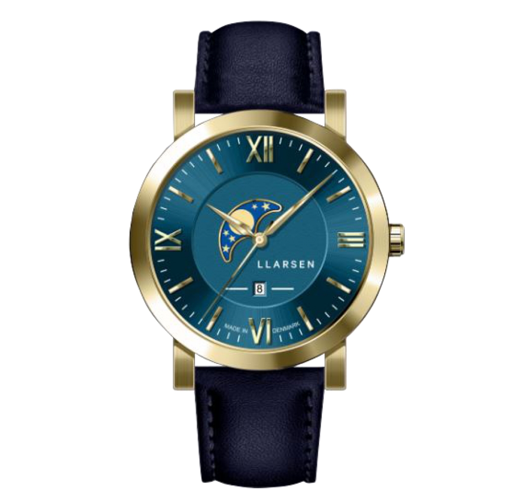 Llarsen Hugo Gold Blue Leather Herreur