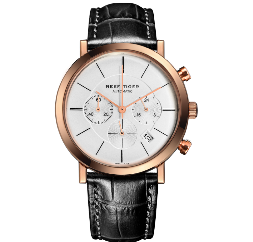 Reef Tiger Seattle Mountain Rainier Chronograph Rosegold White Herreur