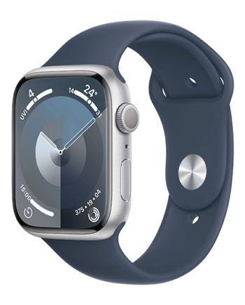 Apple Watch 45mm Silver Alu Case Sport Band Storm Blue