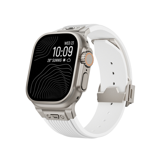 Apple Watch 49mm Delxamptrade Vertical Line Titanium Rem Hvid