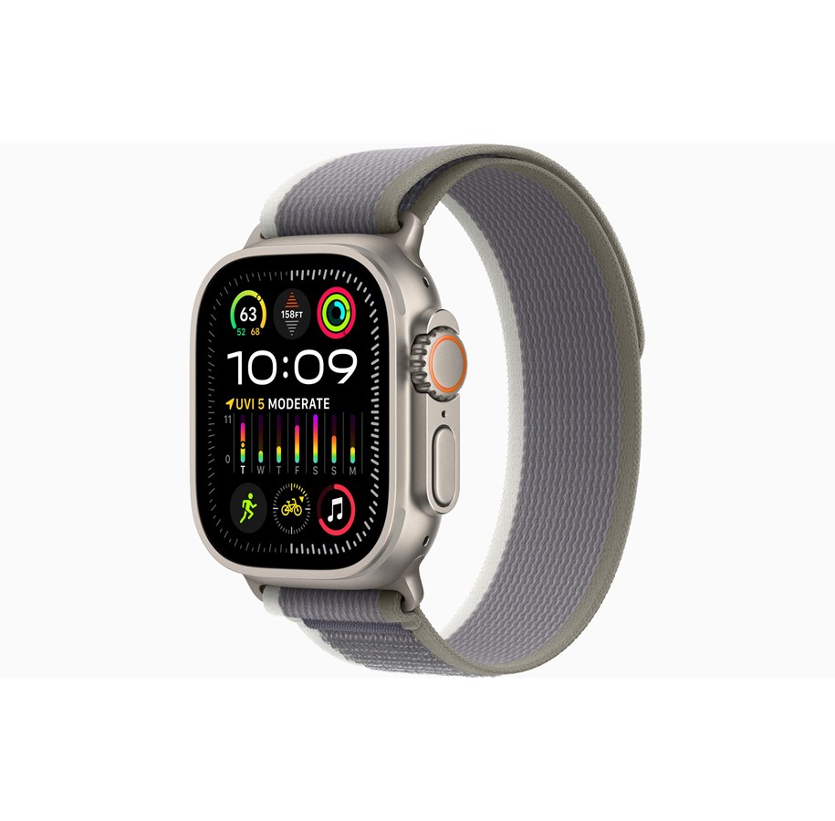 Apple Watch Ultra Gps Cellular 49mm Titanium Case With Green Grey Trail Loop